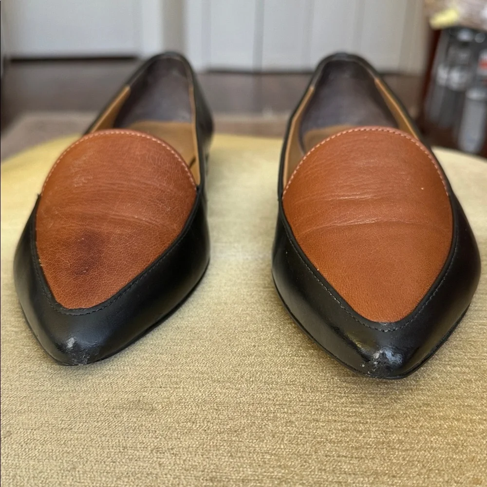 Everlane The Modern Point Loafers in a black and brown two-tone leather Size 7